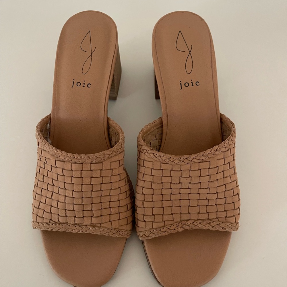Joie Women's Tan Woven Slide Sandals